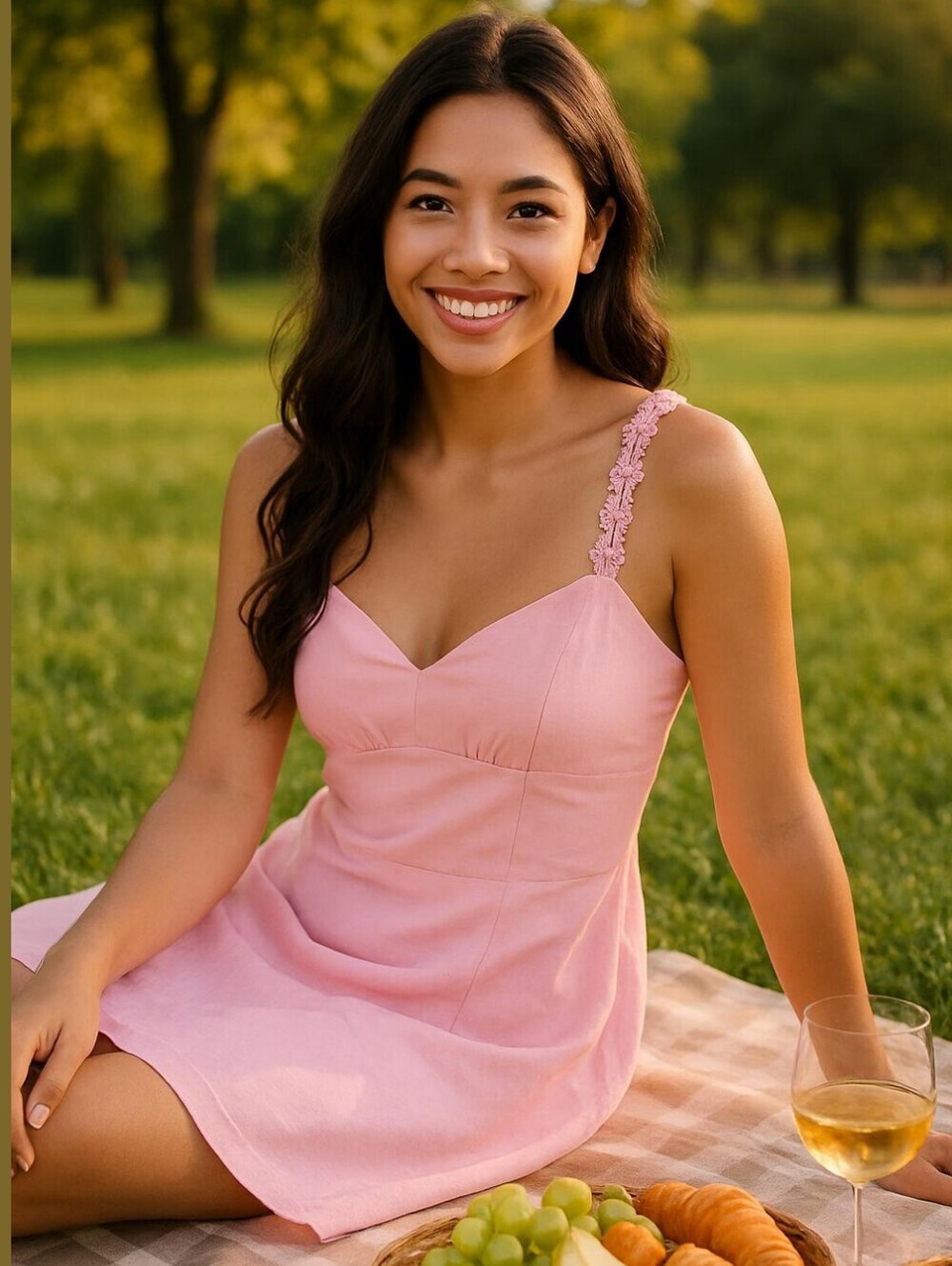 Beginning Boutique Pink Mini Dress with Crochet Floral Spaghetti Strap Romantic